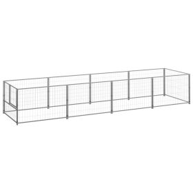 Dog Kennel Silver 43.1 ft¬≤ Steel