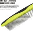 Dog Comb for Removes Tangles and Knots - Cat Comb for Removing Matted Fur - Grooming Tool with Stainless Steel Teeth and Non-Slip Grip Handle - Best P