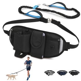 Hands Free Dog Leash with Waist Bag for Walking Small Medium Large Dogs;  Reflective Bungee Leash with Car Seatbelt Buckle and Dual Padded Handles;  A (Leash: 1 dog, Color: black)